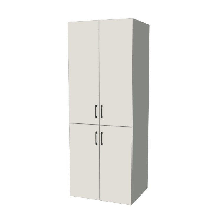 31" Wide Tall Pantry Cabinet - (White Melamine Boxes - Flat Panel Doors) 24 D