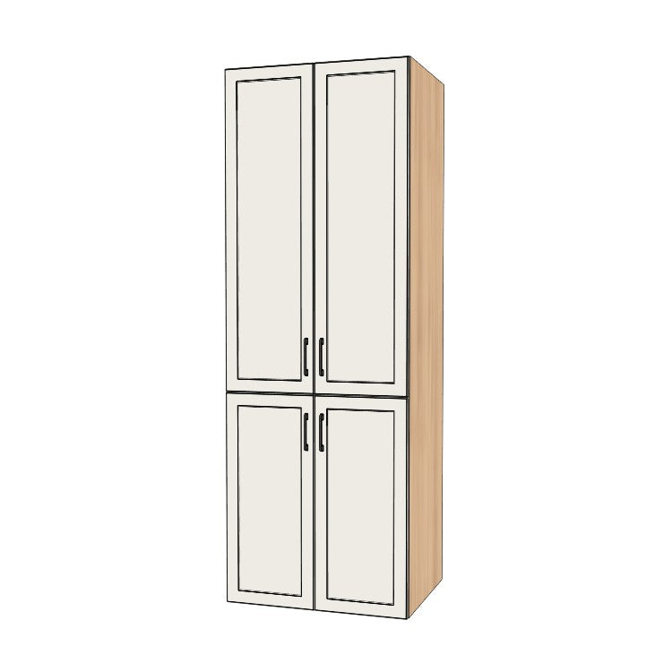 31" Wide Tall Pantry Cabinet - (Hardrock Maple Melamine Boxes - Thermofoil Doors) 24 D