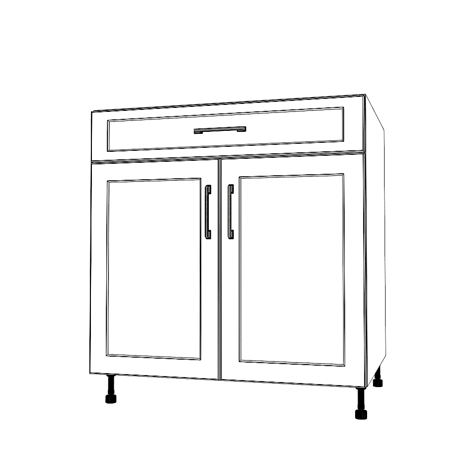 32" Wide Base Cabinet With Drawer On Top - Thermofoil Doors