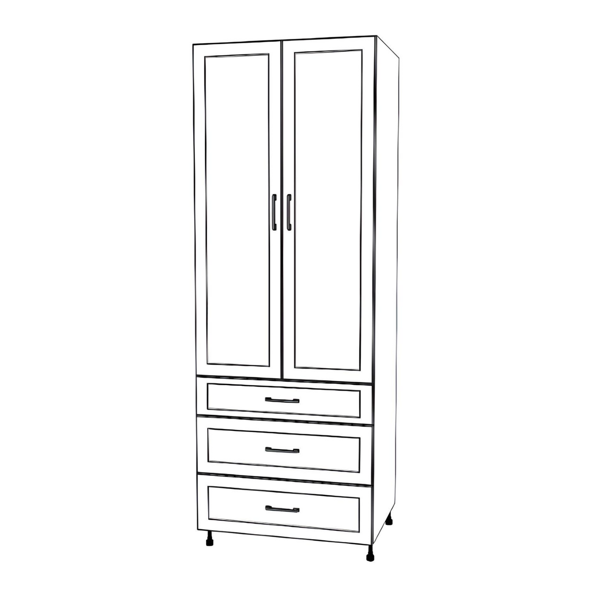 32" Wide Tall Pantry Cabinet with Drawers - Painted Doors