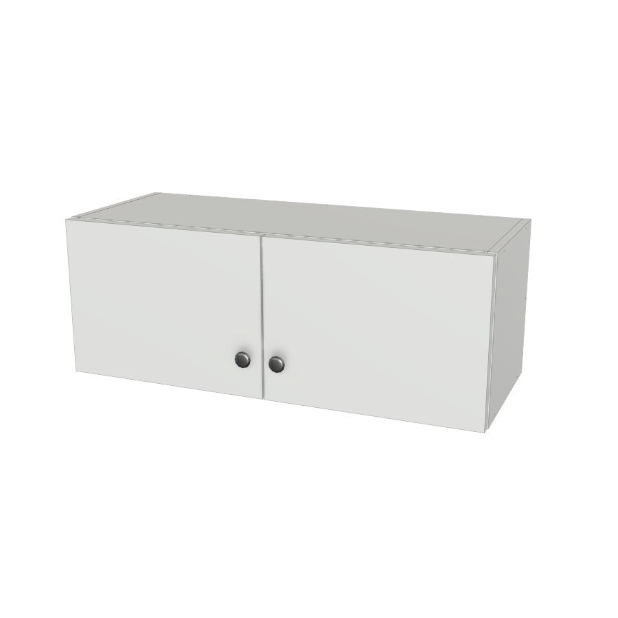 32" Wide x 12" High Wall Cabinet - (White Melamine Boxes - Flat Panel Doors)