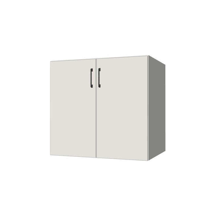 33" Wide Base Cabinet - Sink Cabinet - No Back - (White Melamine Boxes - Flat Panel Doors)
