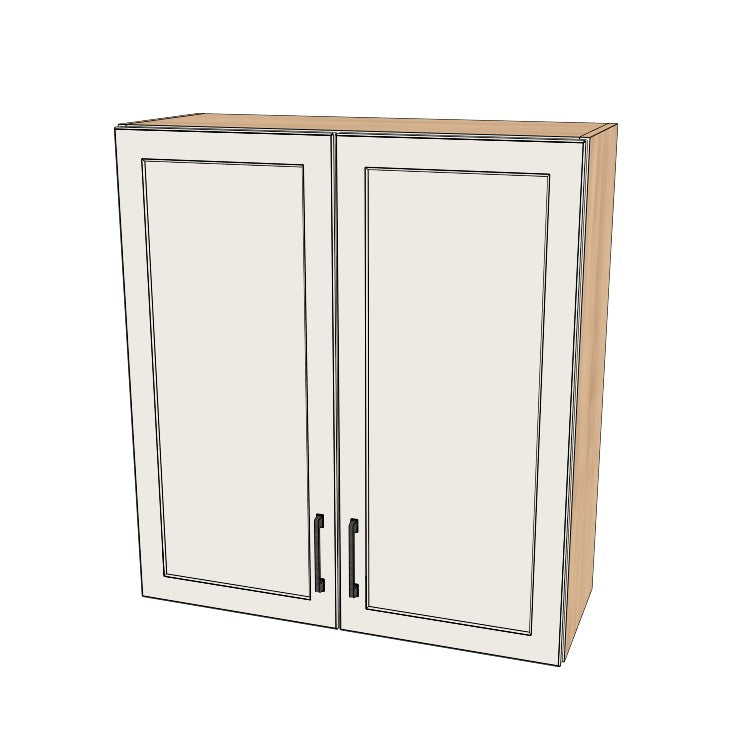 33" Wide x 36" High Wall Cabinet - (Hardrock Maple Melamine Boxes - Painted Doors)