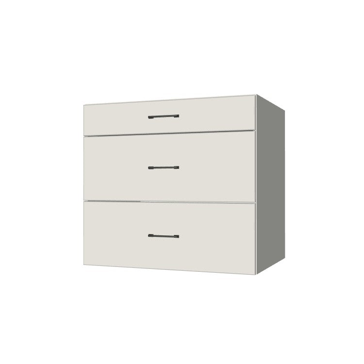 34" Wide Drawer Cabinet - (White Melamine Boxes - Flat Panel Doors)