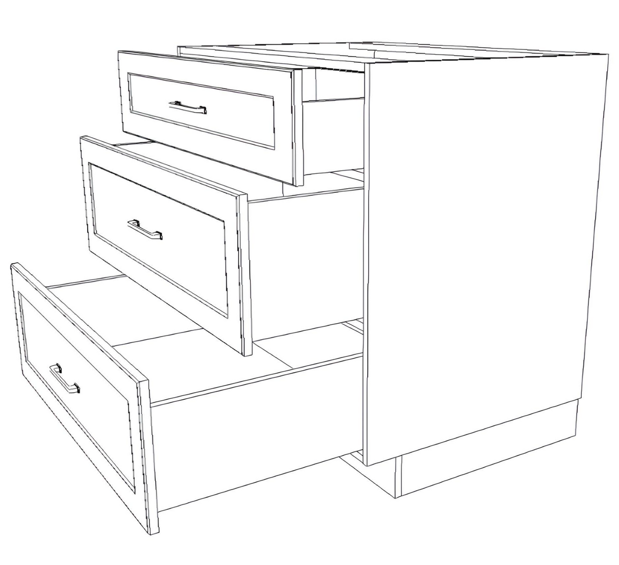 34" Wide Drawer Cabinet - Painted Doors
