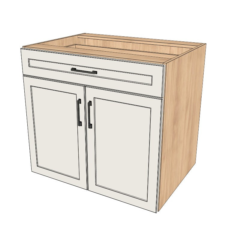 34" Wide Base Cabinet With Drawer On Top - (Hardrock Maple Melamine Boxes - Painted Doors)