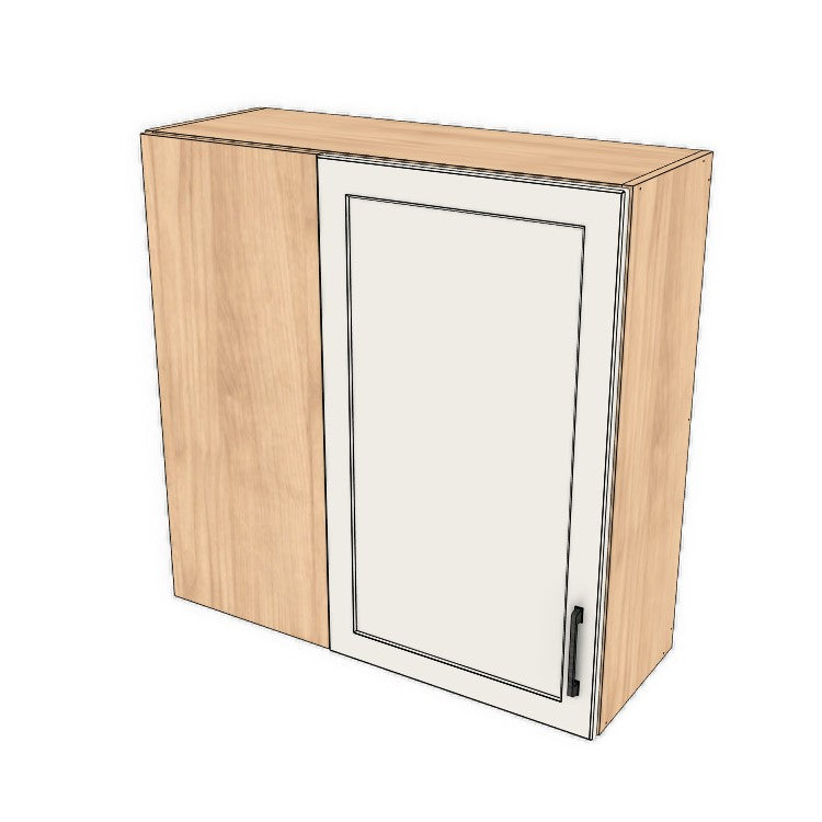 34" Wide 34" High Blind Corner Wall Cabinet - Door on Right/Left Side - (Hardrock Maple Melamine Boxes - Painted Doors)