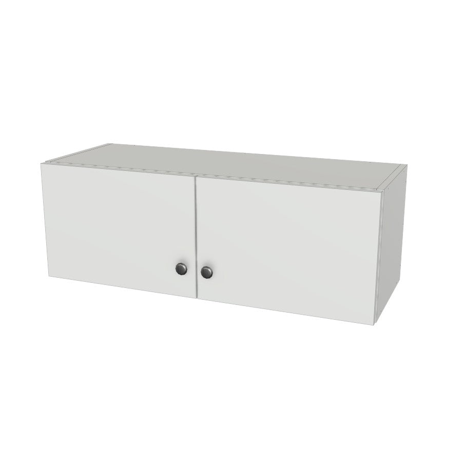34" Wide x 12" High Wall Cabinet - (White Melamine Boxes - Flat Panel Doors)
