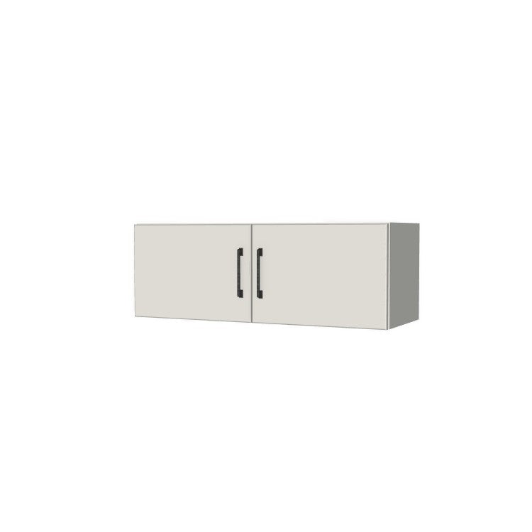 34" Wide x 12" High Fridge/Stove Cabinet - (White Melamine Boxes - Flat Panel Doors)