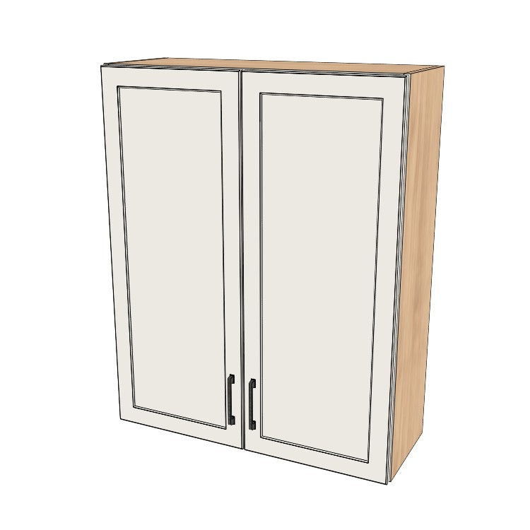 34" Wide x 42" High Wall Cabinet - (Hardrock Maple Melamine Boxes - Painted Doors)