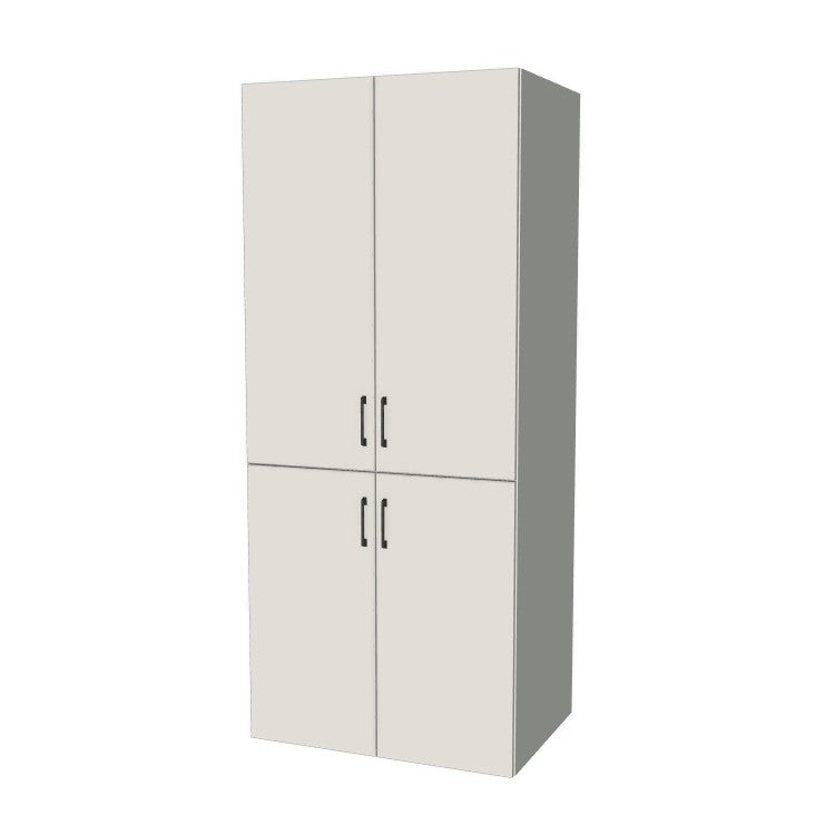 35" Wide Tall Pantry Cabinet - (White Melamine Boxes - Flat Panel Doors) 24 D