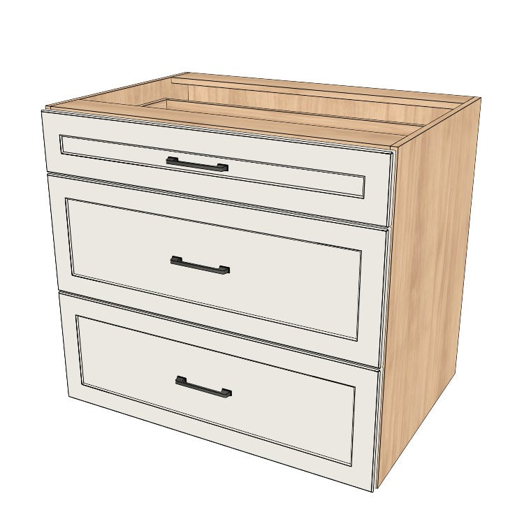 35" Wide Drawer Cabinet - (Hardrock Maple Melamine Boxes - Painted Doors)