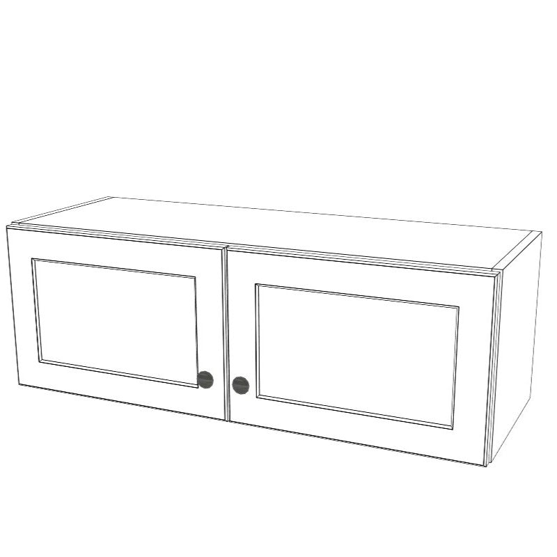 35" Wide x 12" High Wall Cabinet - (White Melamine Cabinets - Painted Doors)