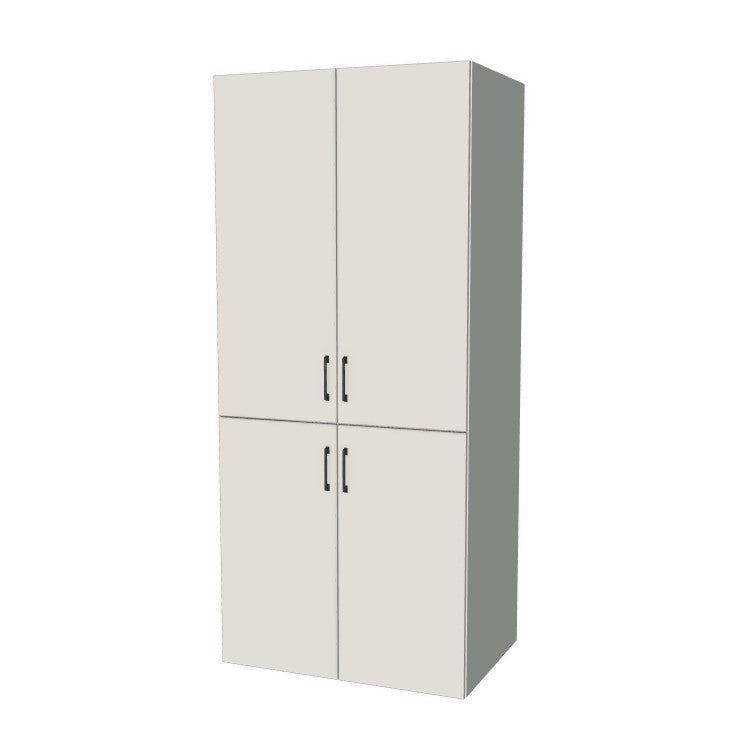36" Wide Tall Pantry Cabinet - (White Melamine Boxes - Flat Panel Doors) 24 D