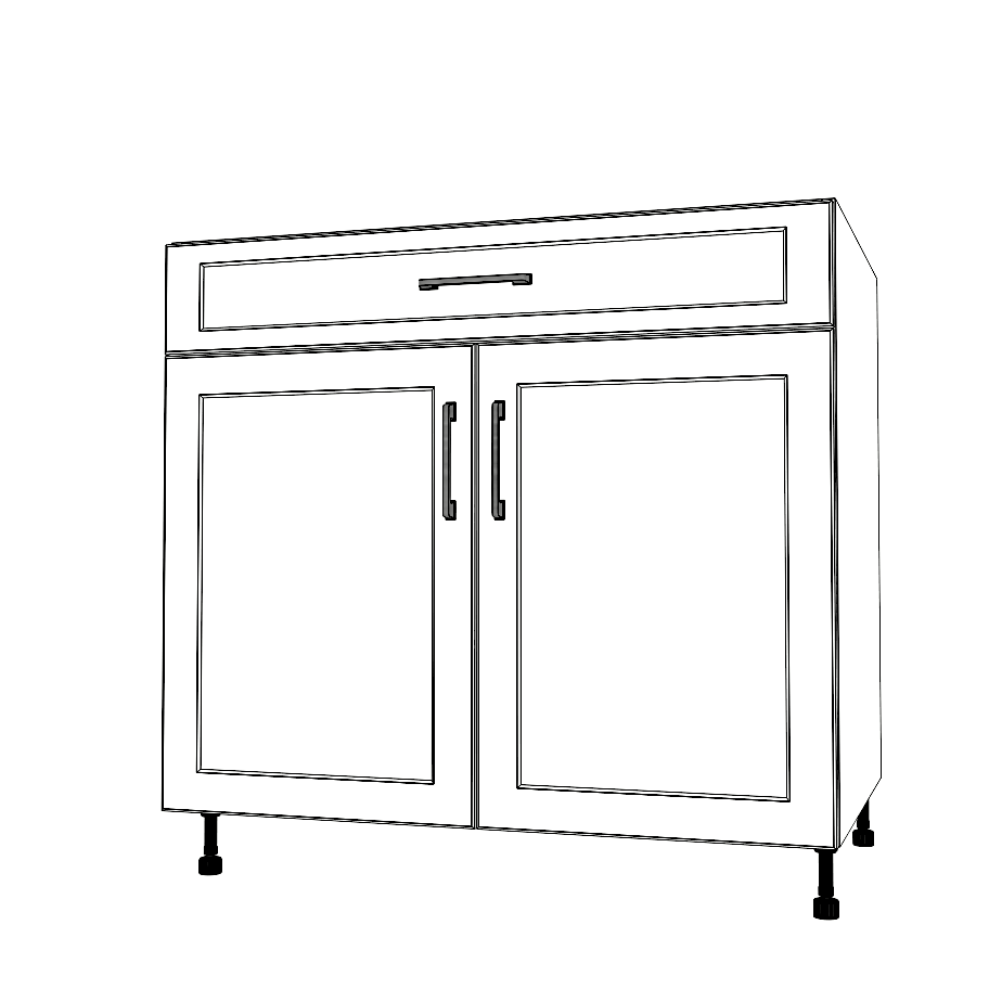 36" Wide Base Cabinet With Drawer On Top - Painted Doors