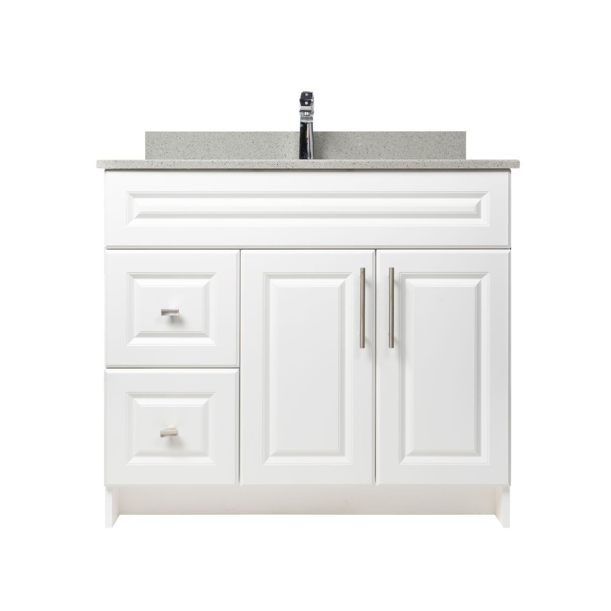 36" MDF - Left Side Draw - White - Raised Panel Doors
