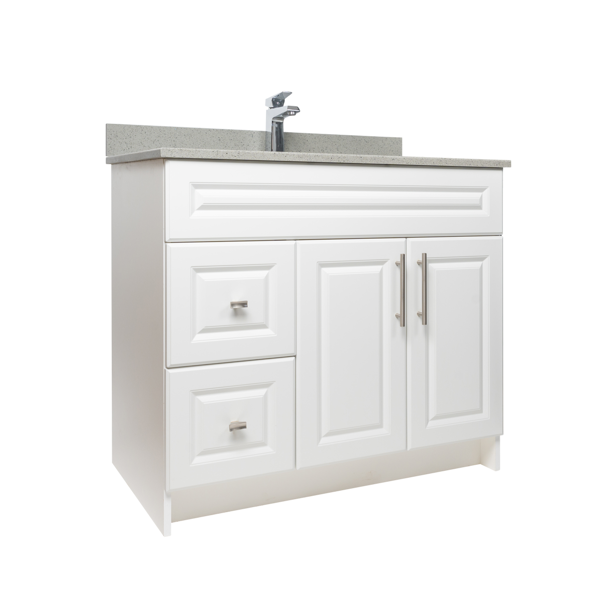 36" MDF - Left Side Draw - White - Raised Panel Doors