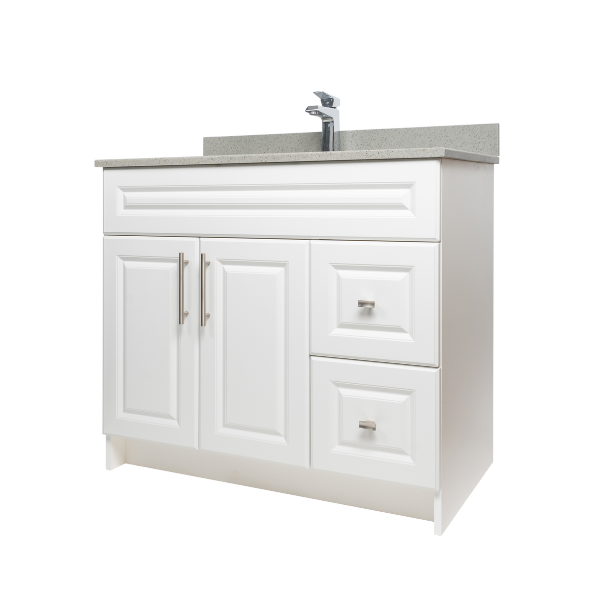 36" MDF - Right Side Draw - White - Raised Panel Doors