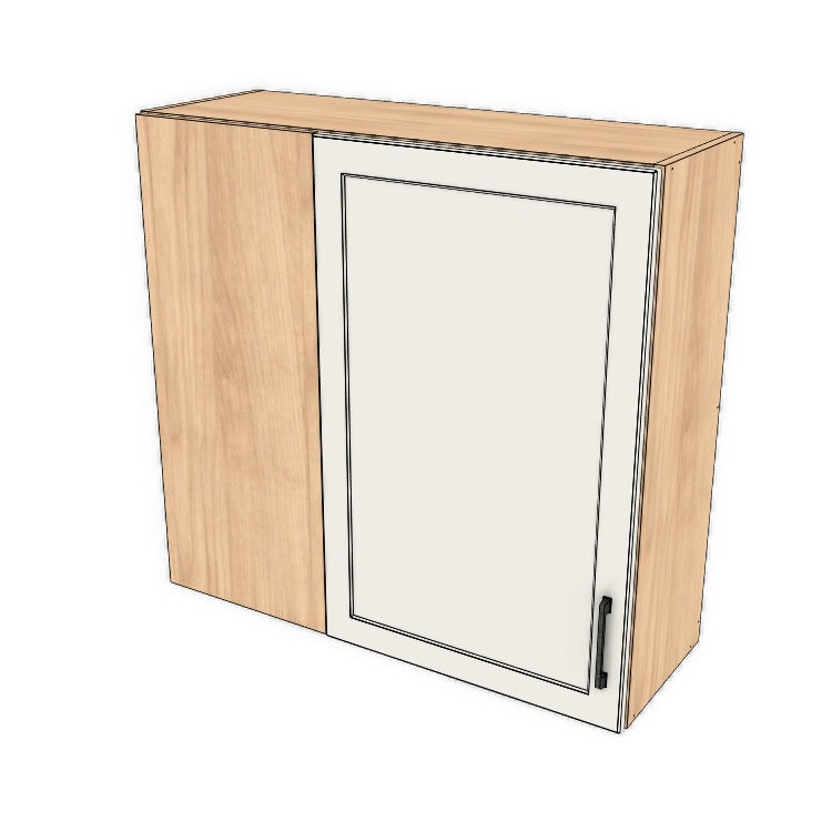 36" Wide 34" High Blind Corner Wall Cabinet - Door on Right/Left Side - (Hardrock Maple Melamine Boxes - Thermofoil Doors)