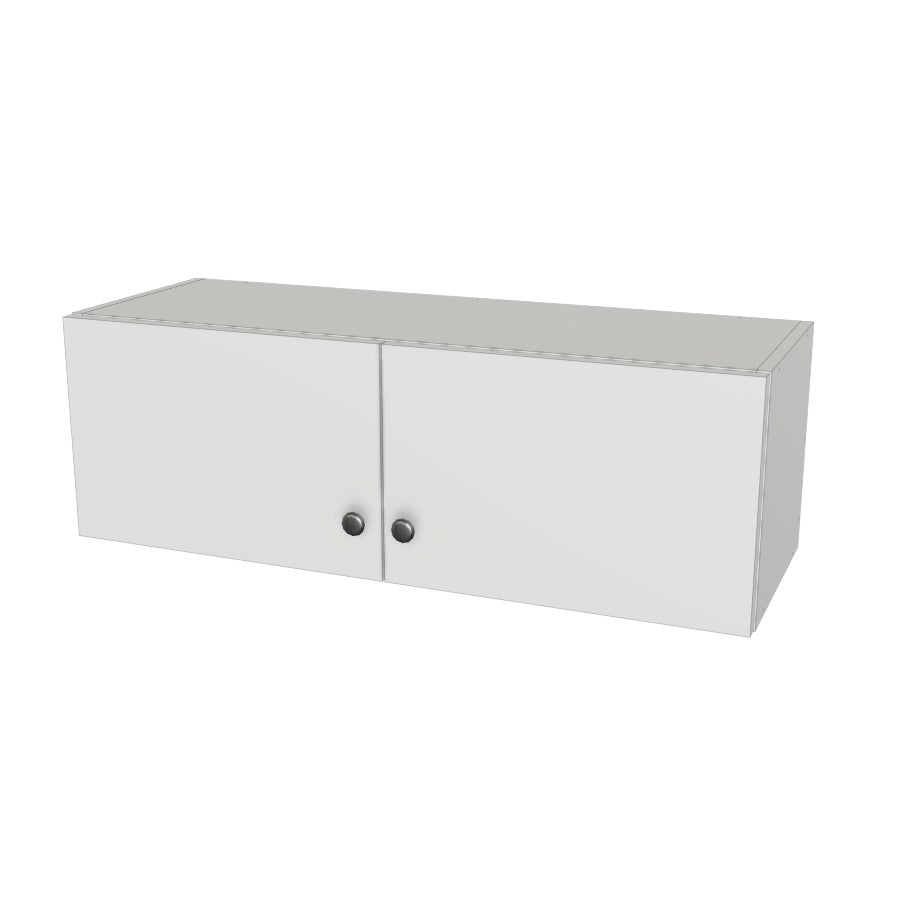 36" Wide x 12" High Wall Cabinet - (White Melamine Boxes - Flat Panel Doors)