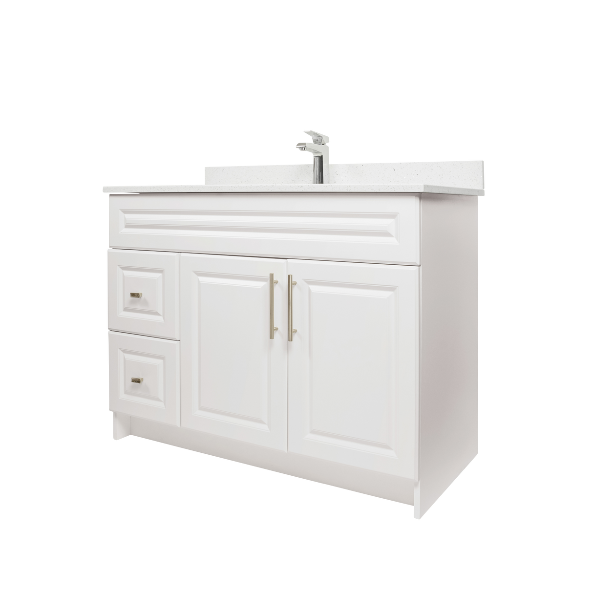 42" MDF - Left Side Draw - White - Raised Panel Doors
