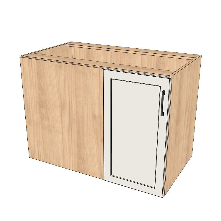 43" Blind Corner Base Cabinet - Door on Right/Left Side - (Hardrock Maple Melamine Boxes - Painted Doors)