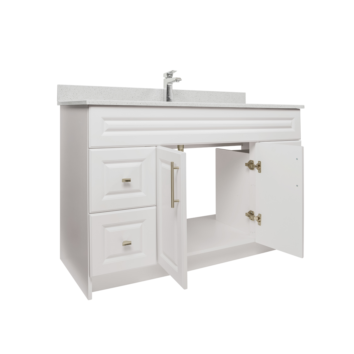 48" MDF - Both Side Draw - White - Raised Panel Doors