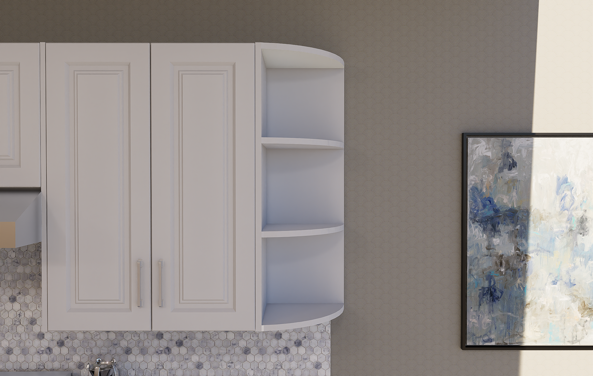 Corner Open Shelf Cabinet - Rounded