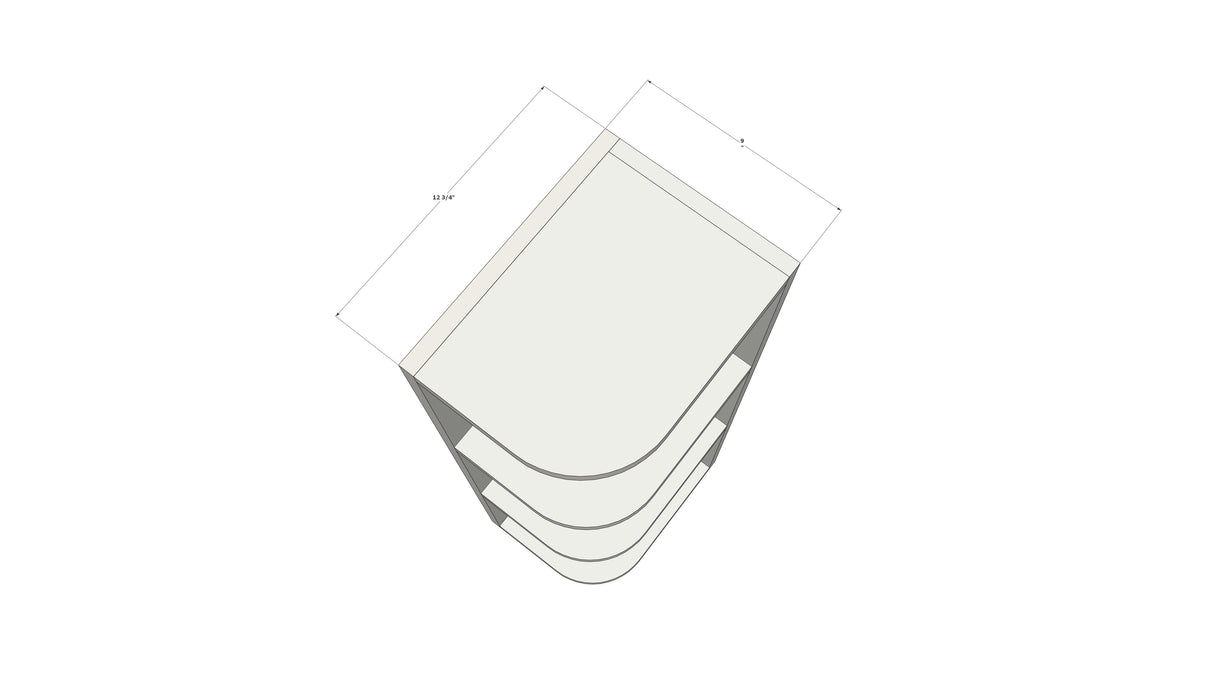 Corner Open Shelf Cabinet - 4" Radius