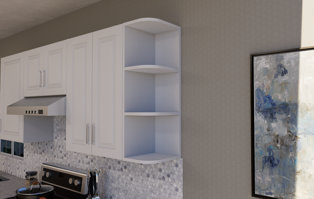 Corner Open Shelf Cabinet - 4" Radius
