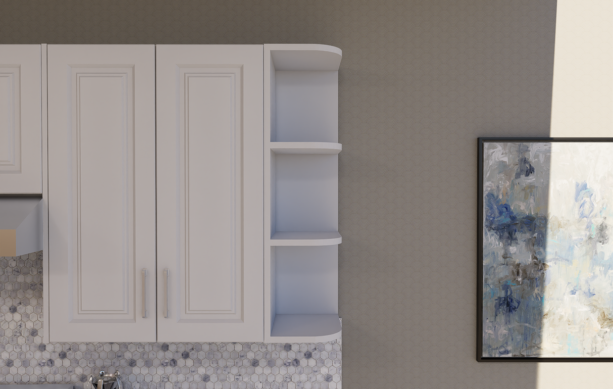 Corner Open Shelf Cabinet - 4" Radius