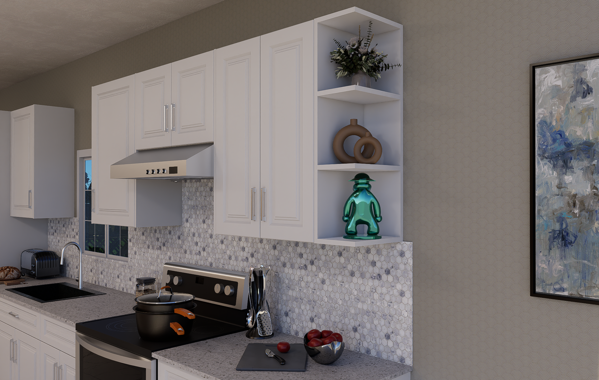 Corner Open Shelf Cabinet - Rectangle