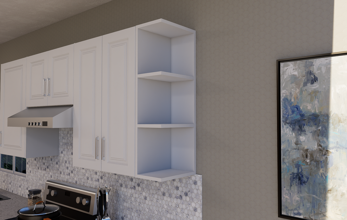 Corner Open Shelf Cabinet - Rectangle