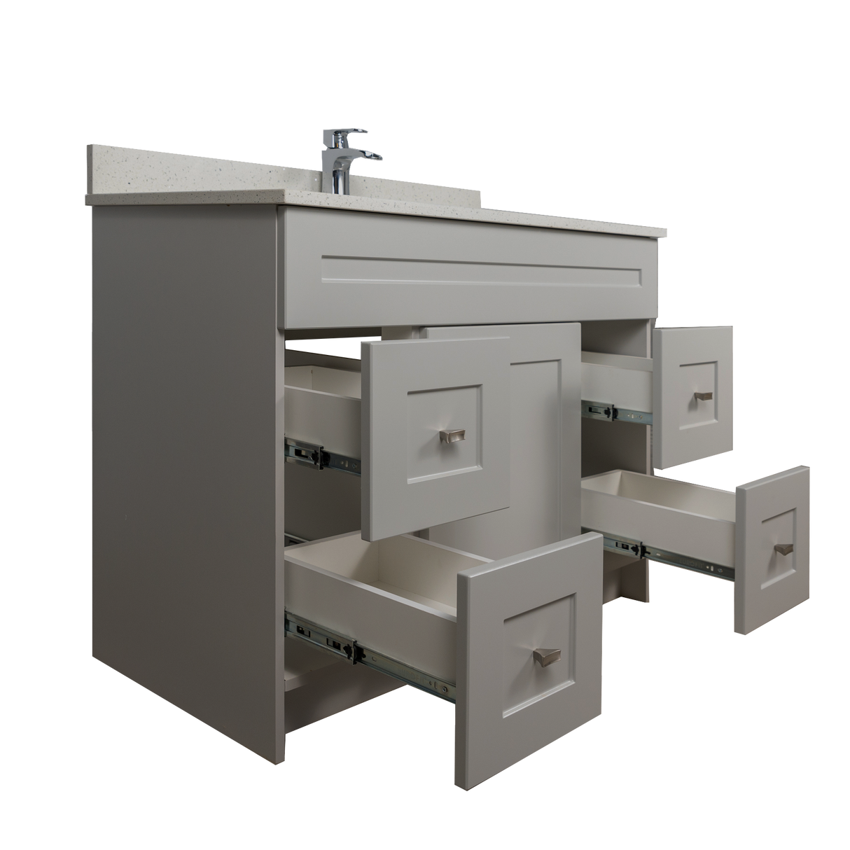 42" MDF - Both Side Draw - Light Grey - Shaker Doors - Softclose Hardware