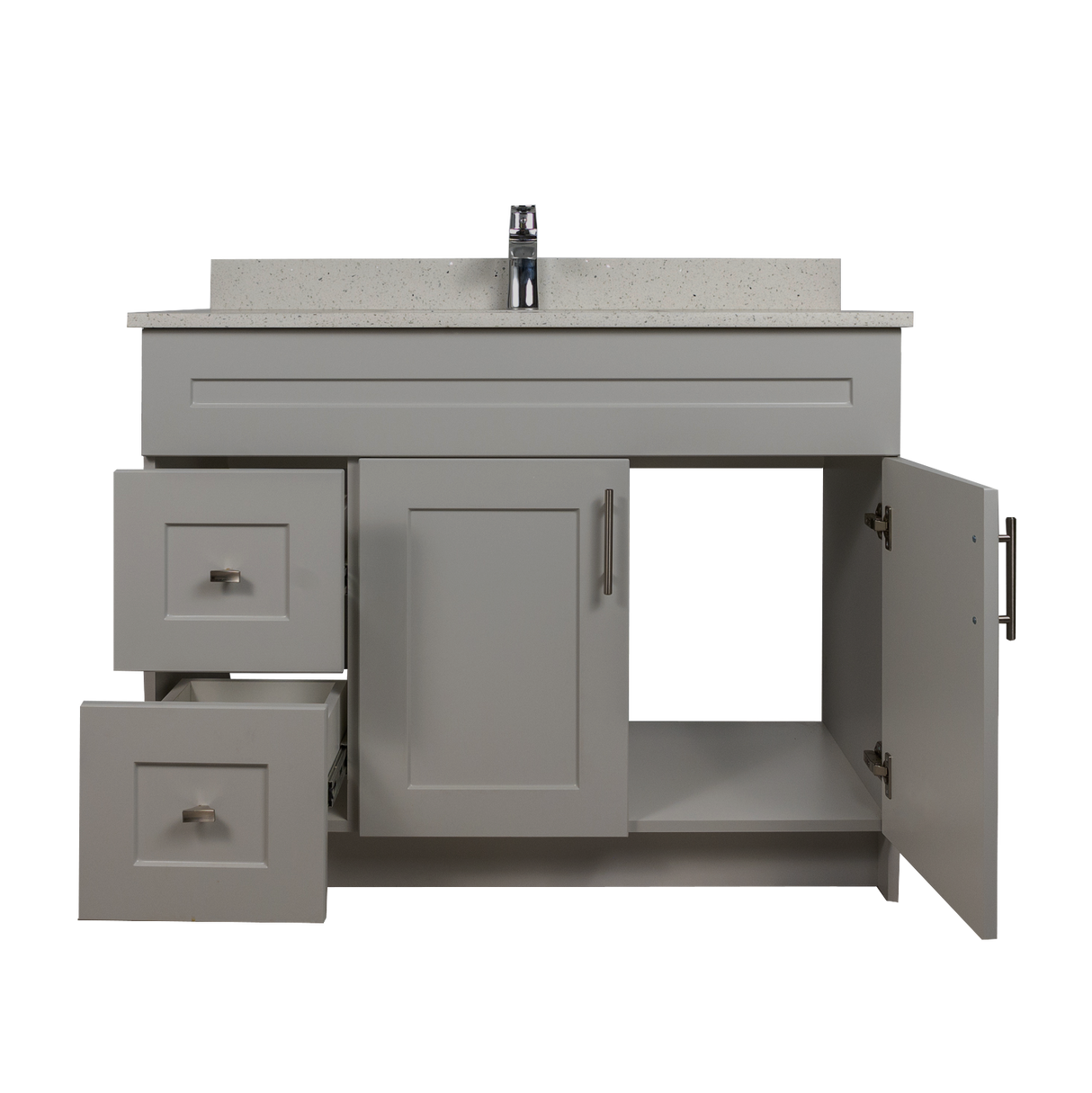42" MDF - Left Side Draw - Light Grey - Shaker Doors - Softclose Hardware