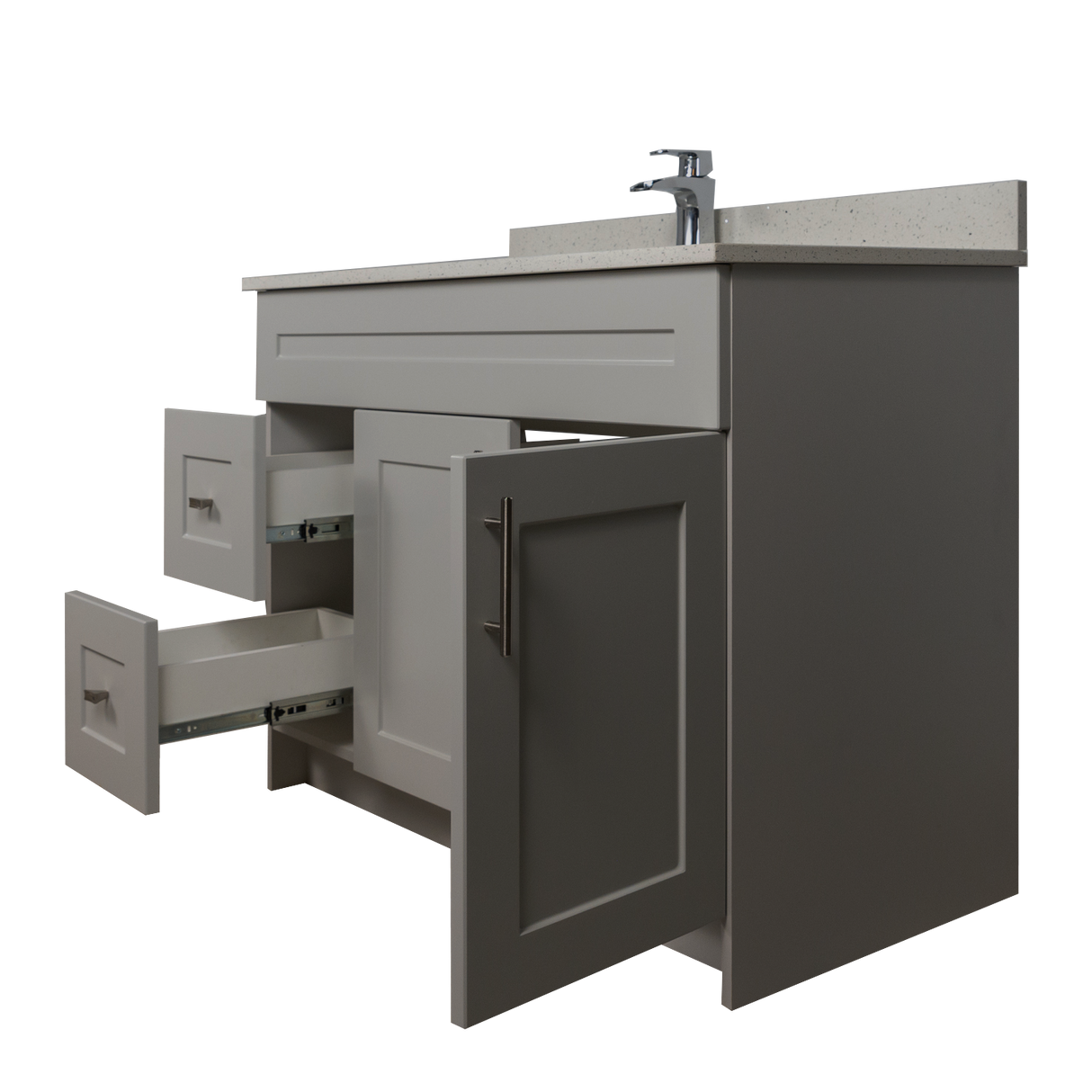 42" MDF - Left Side Draw - Light Grey - Shaker Doors - Softclose Hardware
