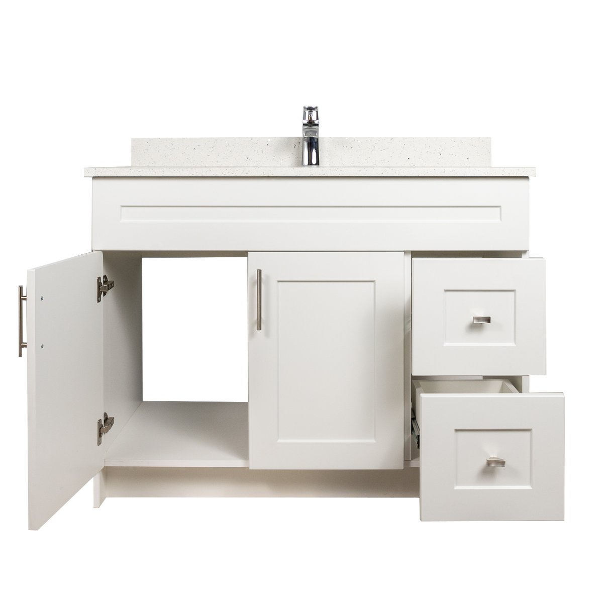 42" MDF - Right Side Draw - White - Shaker Doors - Softclose Hardware