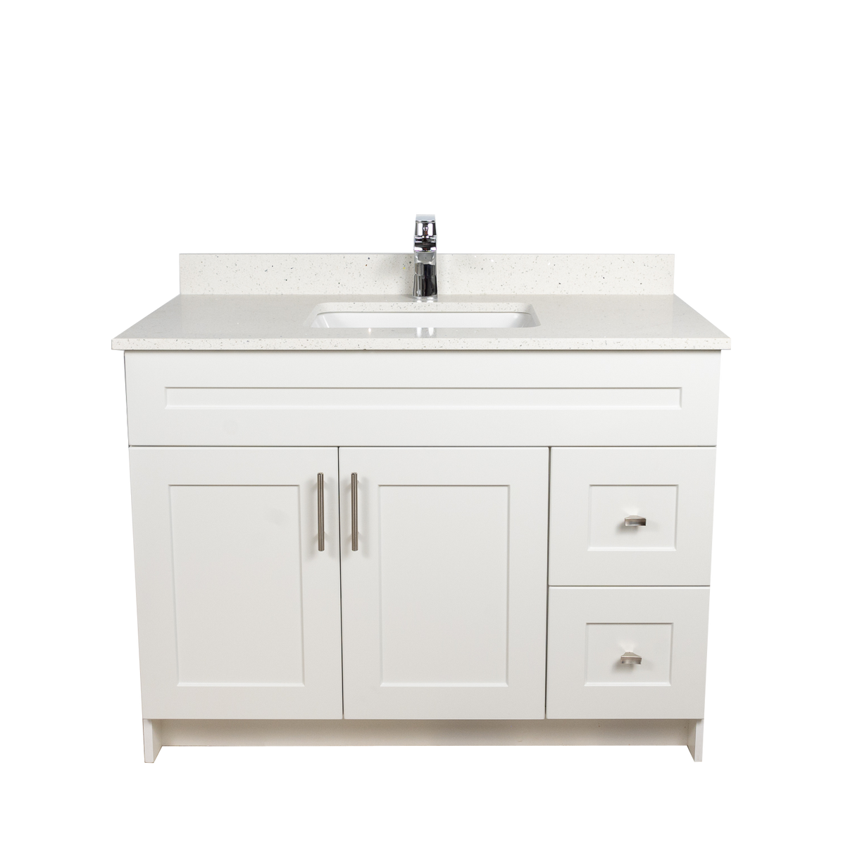 42" MDF - Right Side Draw - White - Shaker Doors - Softclose Hardware