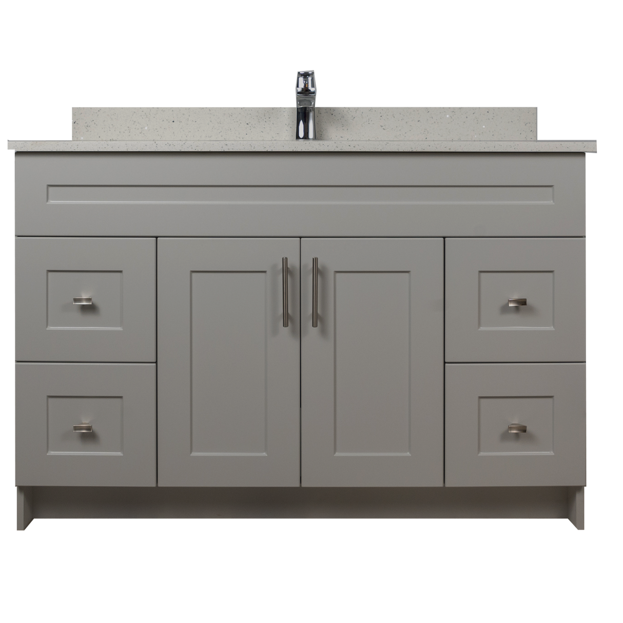 48" MDF - Both Side Draw - Light Grey - Shaker Doors - Softclose Hardware