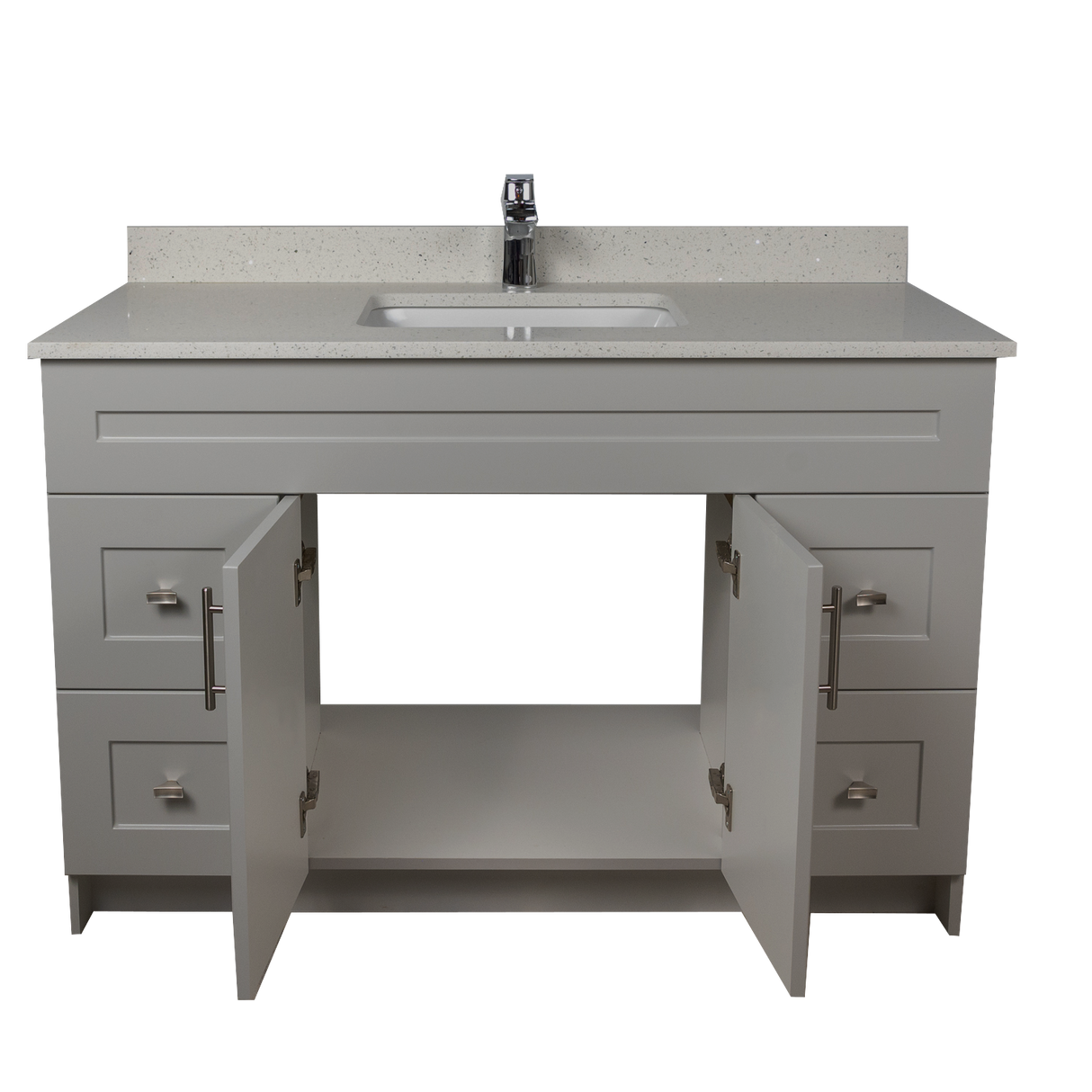 48" MDF - Both Side Draw - Light Grey - Shaker Doors - Softclose Hardware