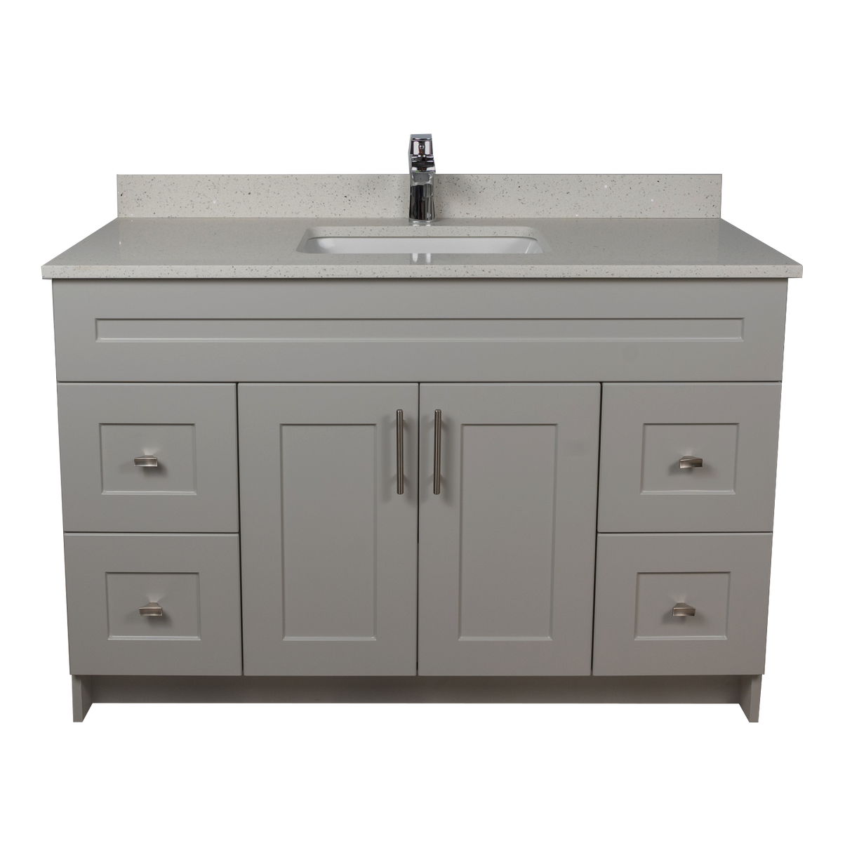 48" MDF - Both Side Draw - Light Grey - Shaker Doors - Softclose Hardware