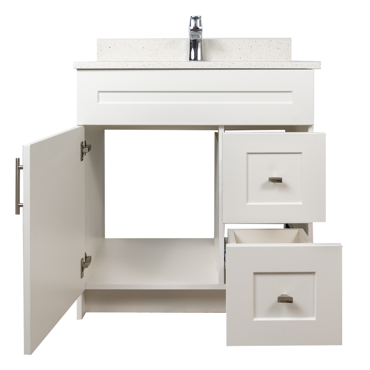 30" MDF - Right Side Draw - White - Shaker Doors - Softclose Hardware