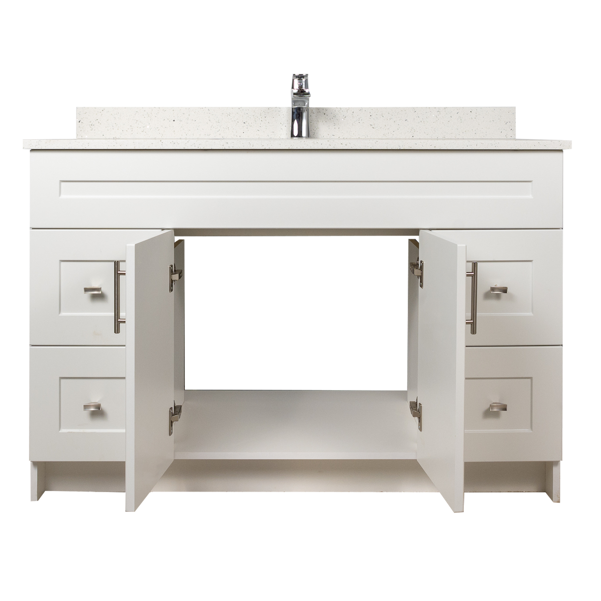 48" MDF - Both Side Draw - White - Shaker Doors - Softclose Hardware