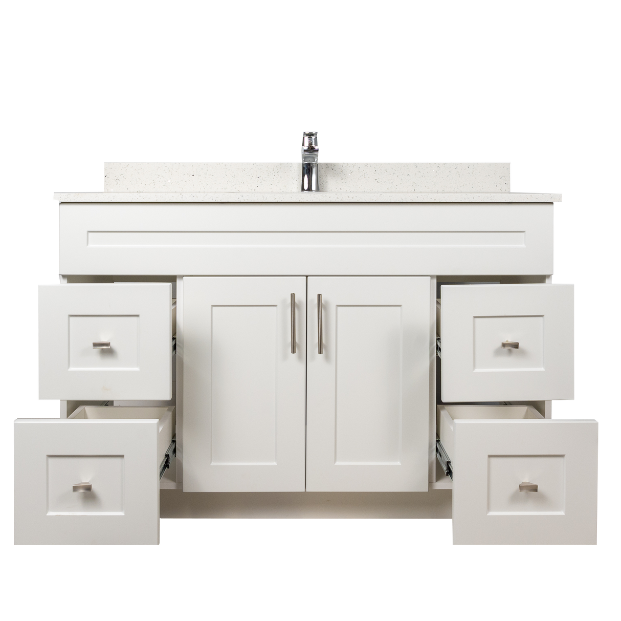 48" MDF - Both Side Draw - White - Shaker Doors - Softclose Hardware
