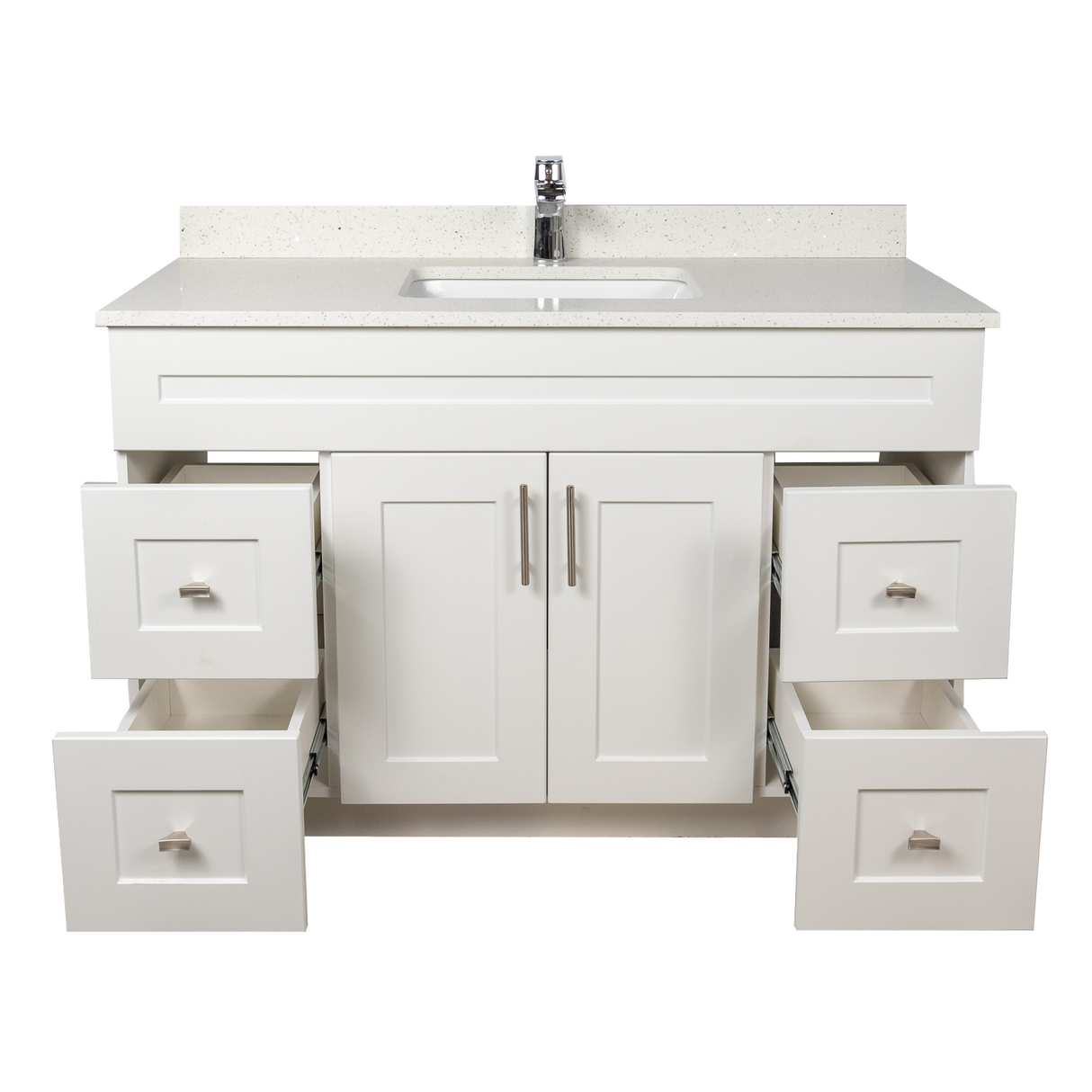 48" MDF - Both Side Draw - White - Shaker Doors - Softclose Hardware