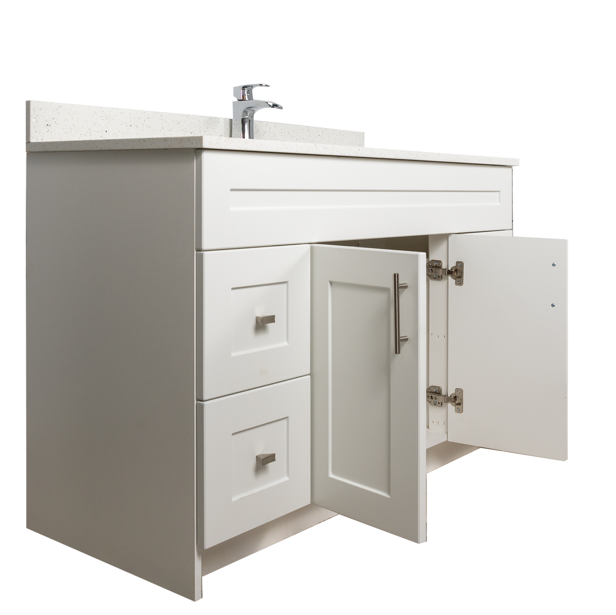 48" MDF - Both Side Draw - White - Shaker Doors - Softclose Hardware