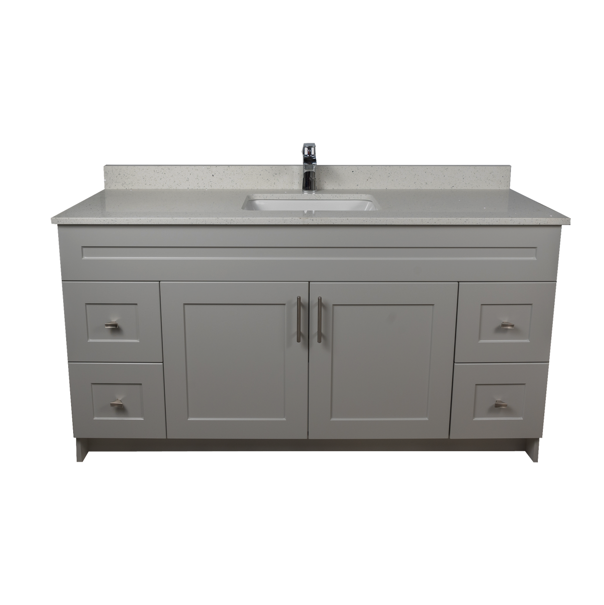 60" MDF - Single Sink - Light Grey - Shaker Doors - Softclose Hardware