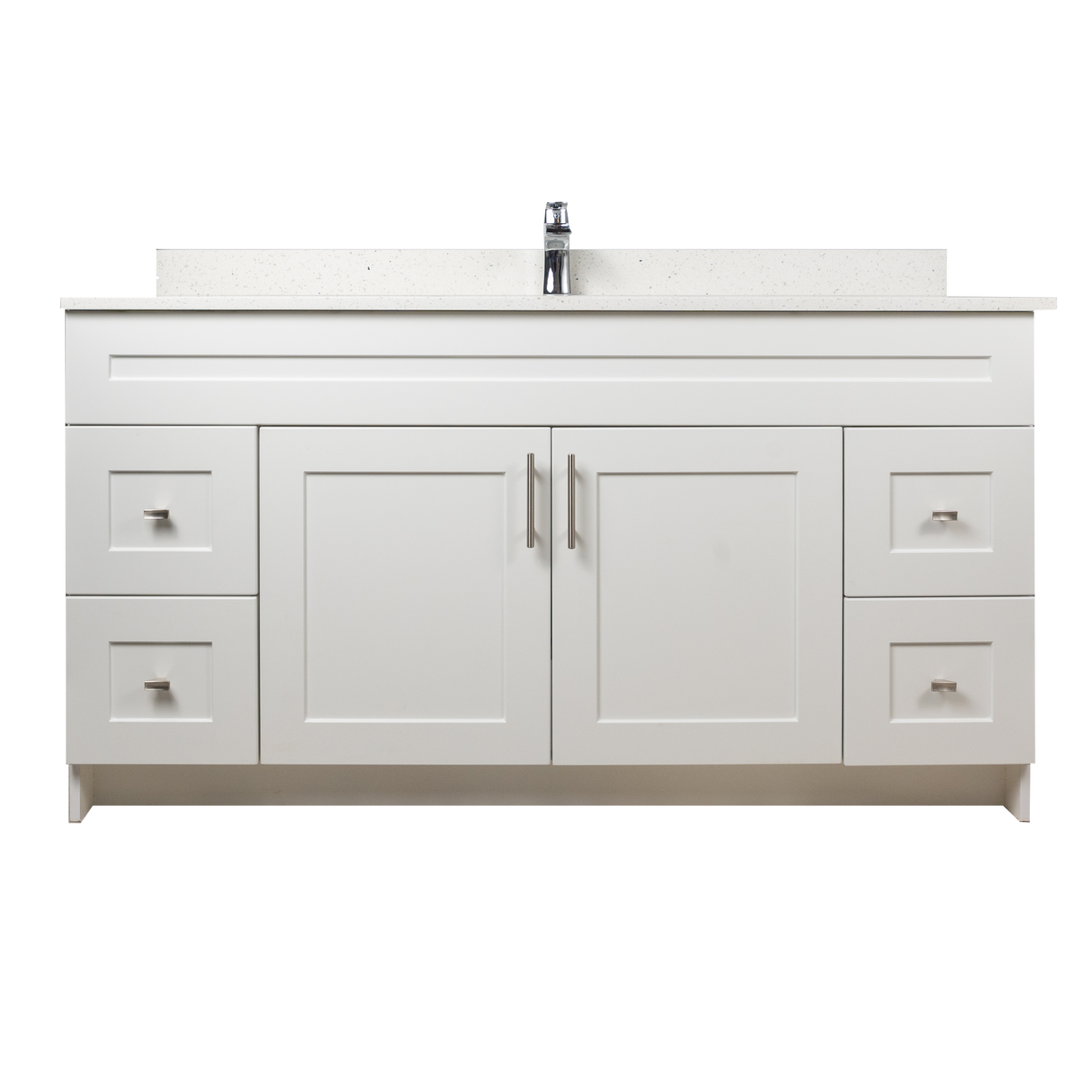 60" MDF - Single Sink - White - Shaker Doors - Softclose Hardware