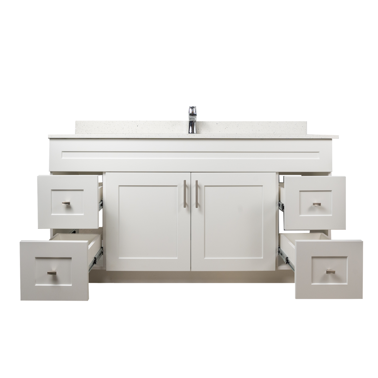 60" MDF - Single Sink - White - Shaker Doors - Softclose Hardware