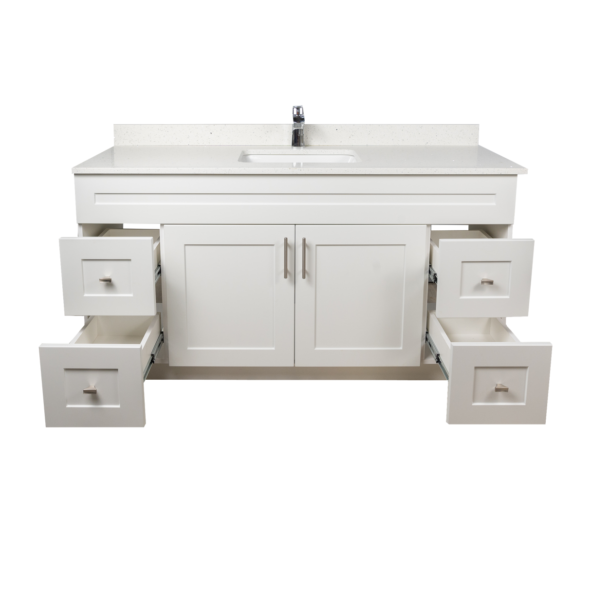 60" MDF - Single Sink - White - Shaker Doors - Softclose Hardware